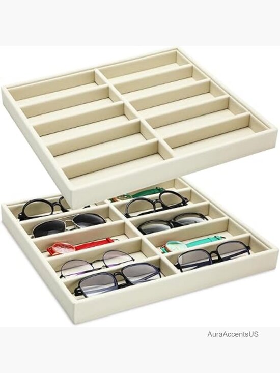 10 Grid Stackable Sunglasses Organizer Tray Eyewear Watch Jewelry Display main image 4